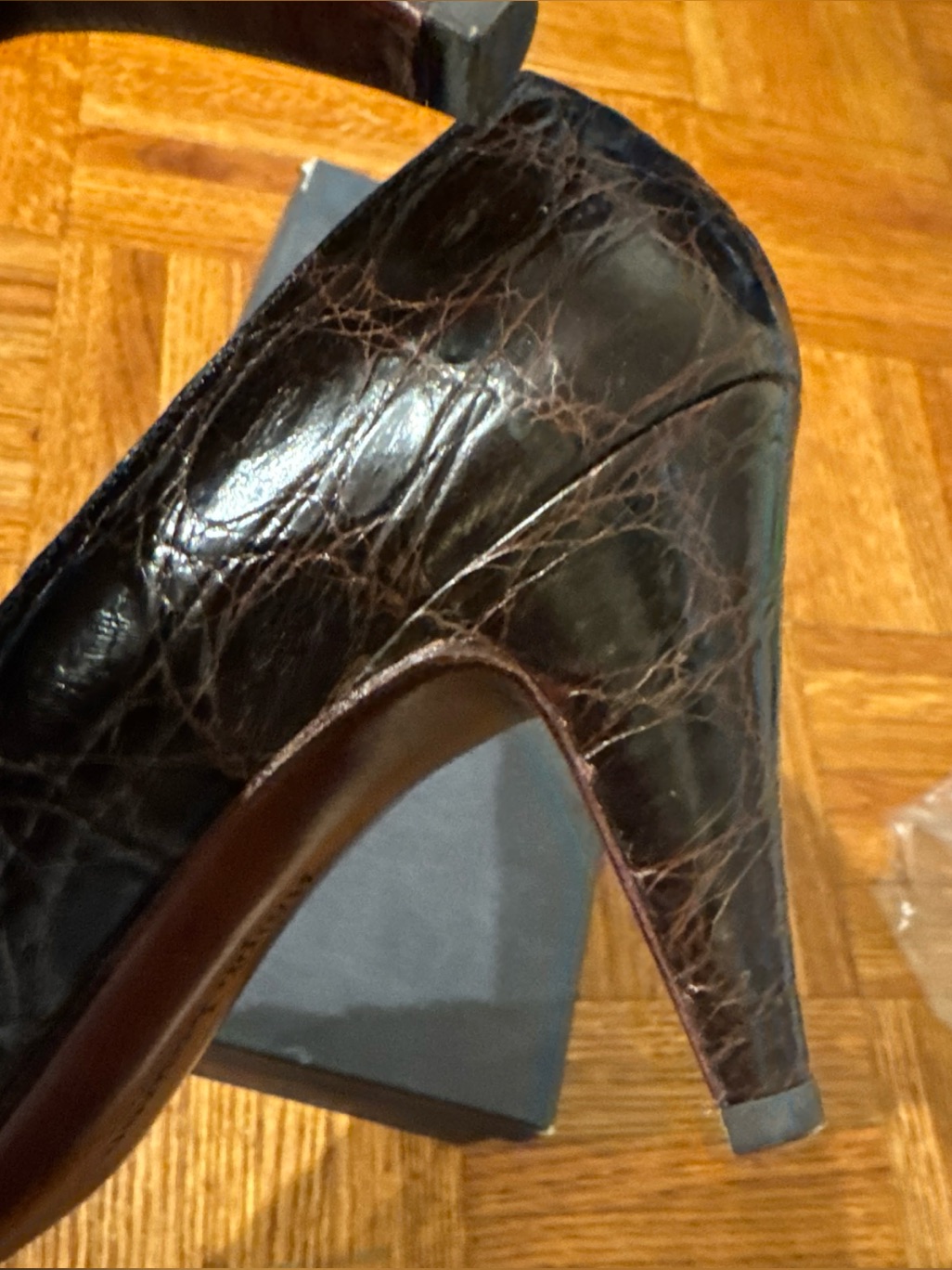 Women's Dark Brown Real Crocodile Ralph Lauren High Heel Pumps